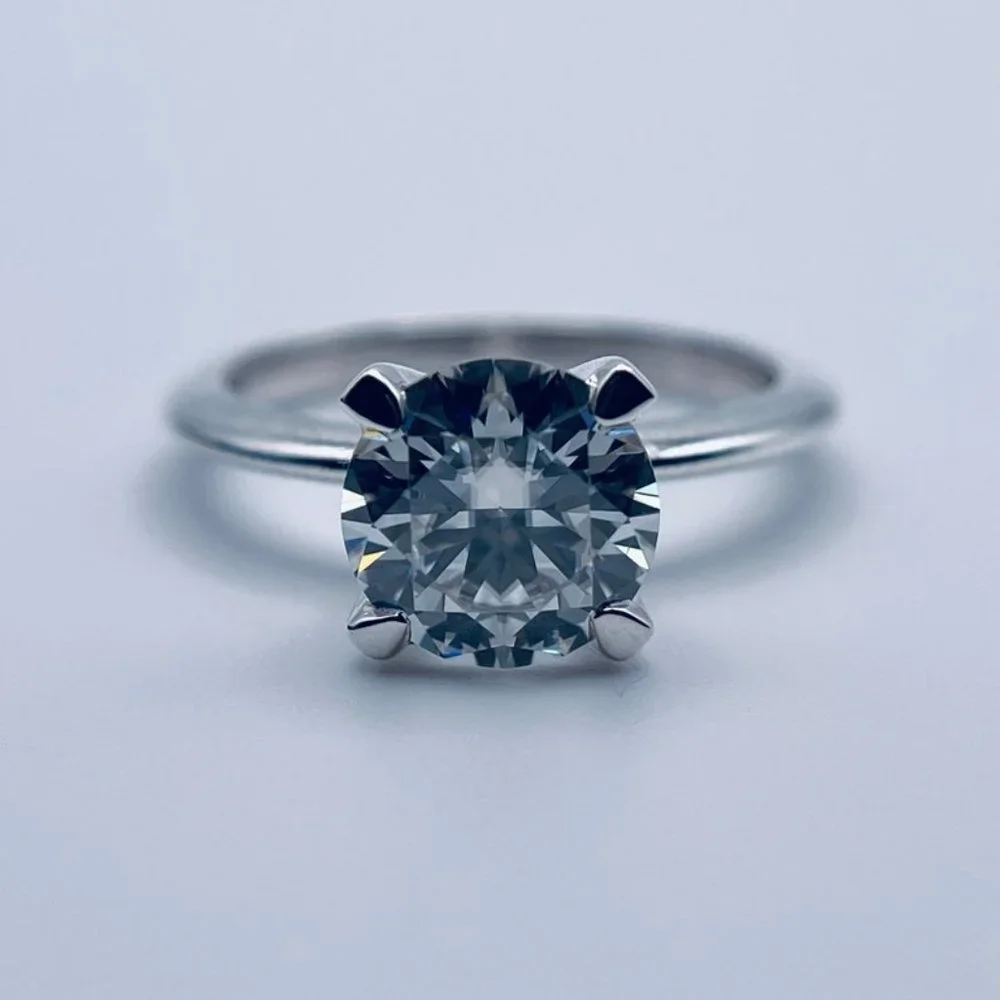 2ct D Round Cut Moissanite 4 Prong Solitaire Ring 14K Gold Plated Size 6 7 7.5 - Picture 2 of 10